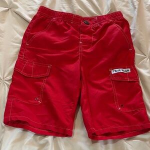 True Religion Red Cargo Swim Trunks
